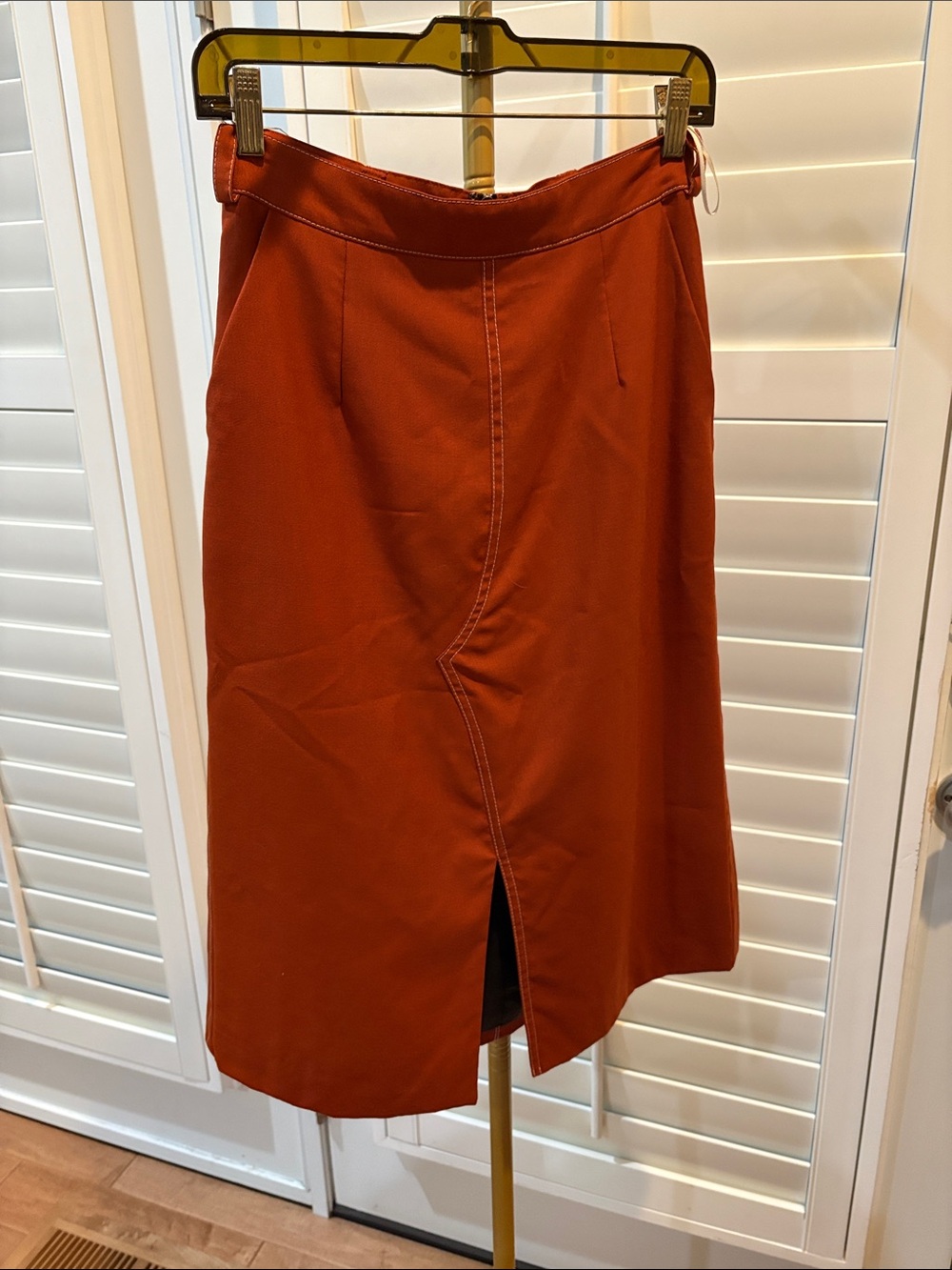 Marni Rust-Orange Pencil Skirt with Front Slit